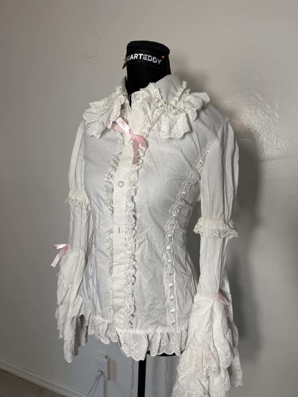 Victorian-Inspired Ruffled White Women's Blouse